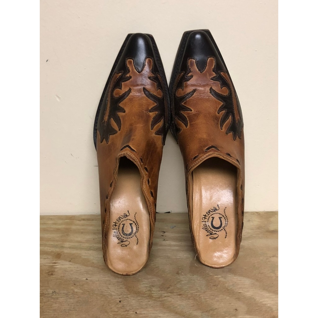 Lucchese Charlie 1 Horse Mules 7.5b Brown Western Boho Boots Southwestern — image 6 of 8
